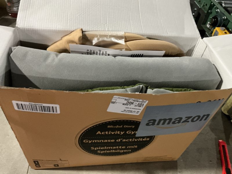 Condition photo showing New/Like New for Blissful Diary Baby Play Gym & Activity Mat, Oversize Leaf Shaped Baby Play Mat w 6 Detachable Toys, Tummy Time Mat Promote Motor Skills & Sensory Development Mat, Newborn Infant Baby Essentials Gift Play Gym with Lion Rattle