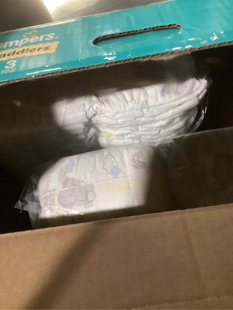 Condition photo showing New/Like New for pampers swaddlers diapers, size 3 (13-26 lbs), 136 count, absorbent, keeps baby dry and comfortable, skin safe disposable baby diaper (packaging may vary) size 3 136