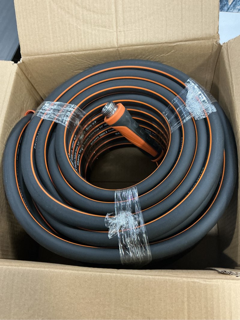 Condition photo showing New/Like New for Giraffe Tools Garden Hose 100ft x 5/8", Water Hose Heavy Duty, Flexible, Lightweight Hybrid Hose with Swivel Handle, Male to Female Fittings, Burst 600 PSI