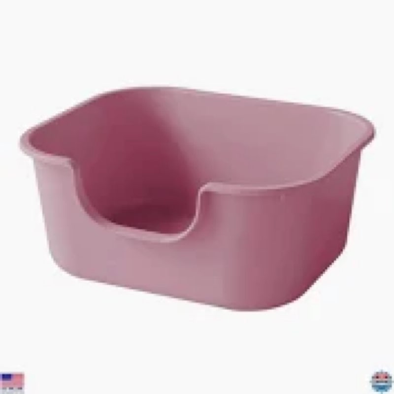 Large Cat Litter Box with High Sides,Low Entry Cat Litter Pan for Indoor Cats,Cat Box for Kittens & Senior Cats,Non-Slip Bottom,Anti-Splashing,Waterproof,Easy to Clean (Pink)