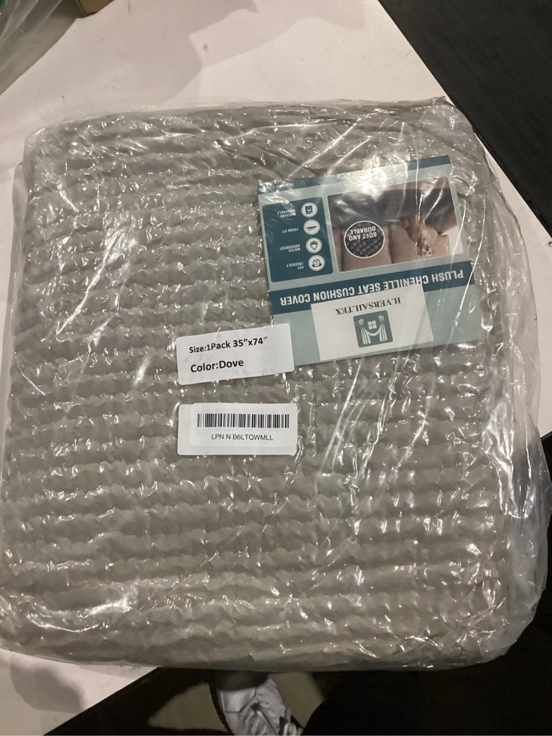 Condition photo showing New/Like New for h.versailtex plush chenille dog bed cover thick soft sofa cover for 3 cushion couch anti slip couch cover furniture protector for dog, pet, cat (35" x 74", dove) 1 pack|35" x 74" dove