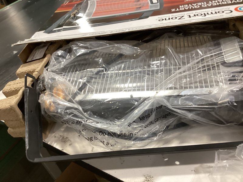 Condition photo showing Good Condition for Comfort Zone 1500W Ceiling Mounted Dual Quartz Radiant Heater – Infrared Workshop Heater with 90° Adjustable Tilt, Built-in Halogen Light & Pull String Control – Overheat Protection, Black