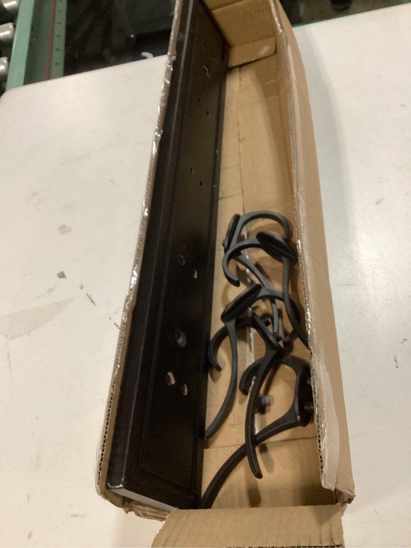 Condition photo showing As Is for HOME MASTER HARDWARE Coat Rack Wall Mount Black, MDF Wall Mounted Coat Hooks for Hanging Coats, 16" Hat Rack for Wall with 4 Hooks 16 Inch Black