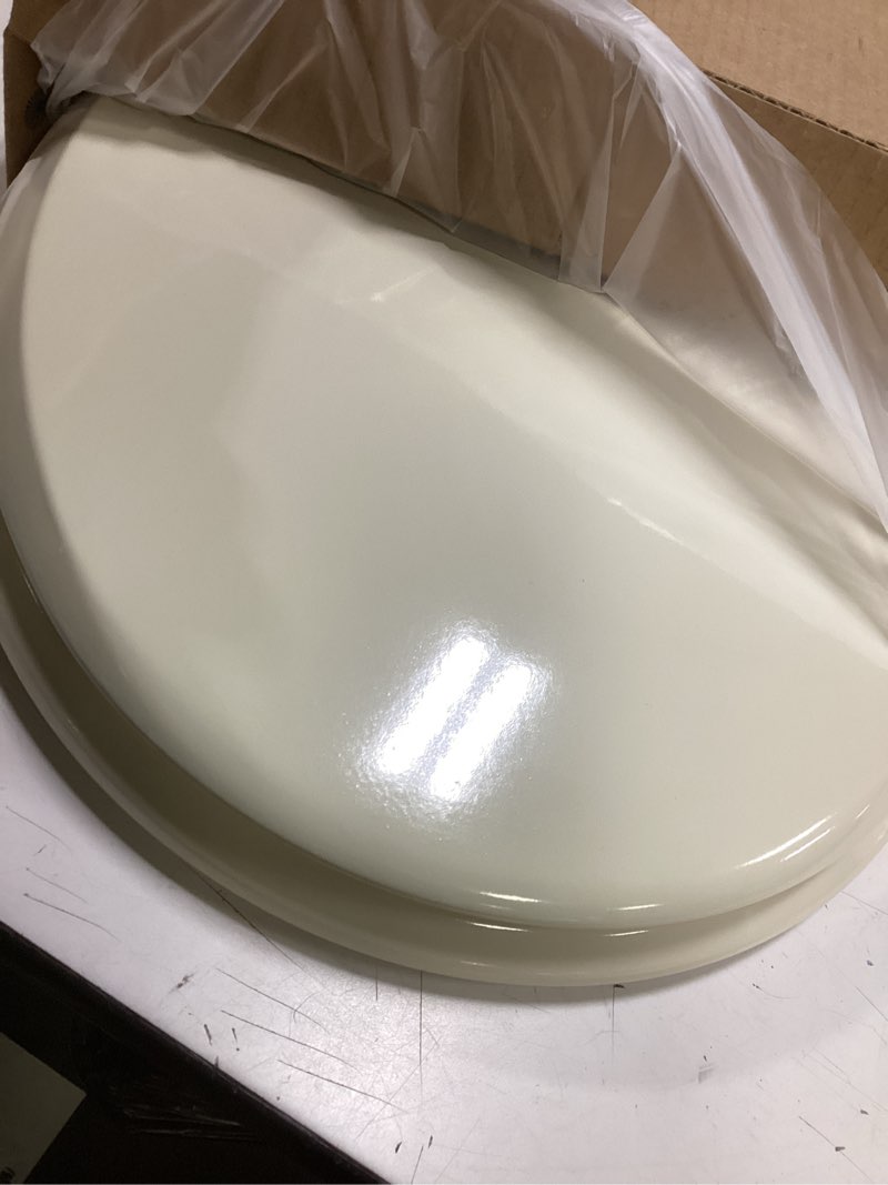 Condition photo showing Good Condition for Mayfair Cassel Slow Close Toilet Seat, Easy Clean, Non Slip Premium Wood Seat, Easy Install, Made in USA, Round, Bone Seat Round