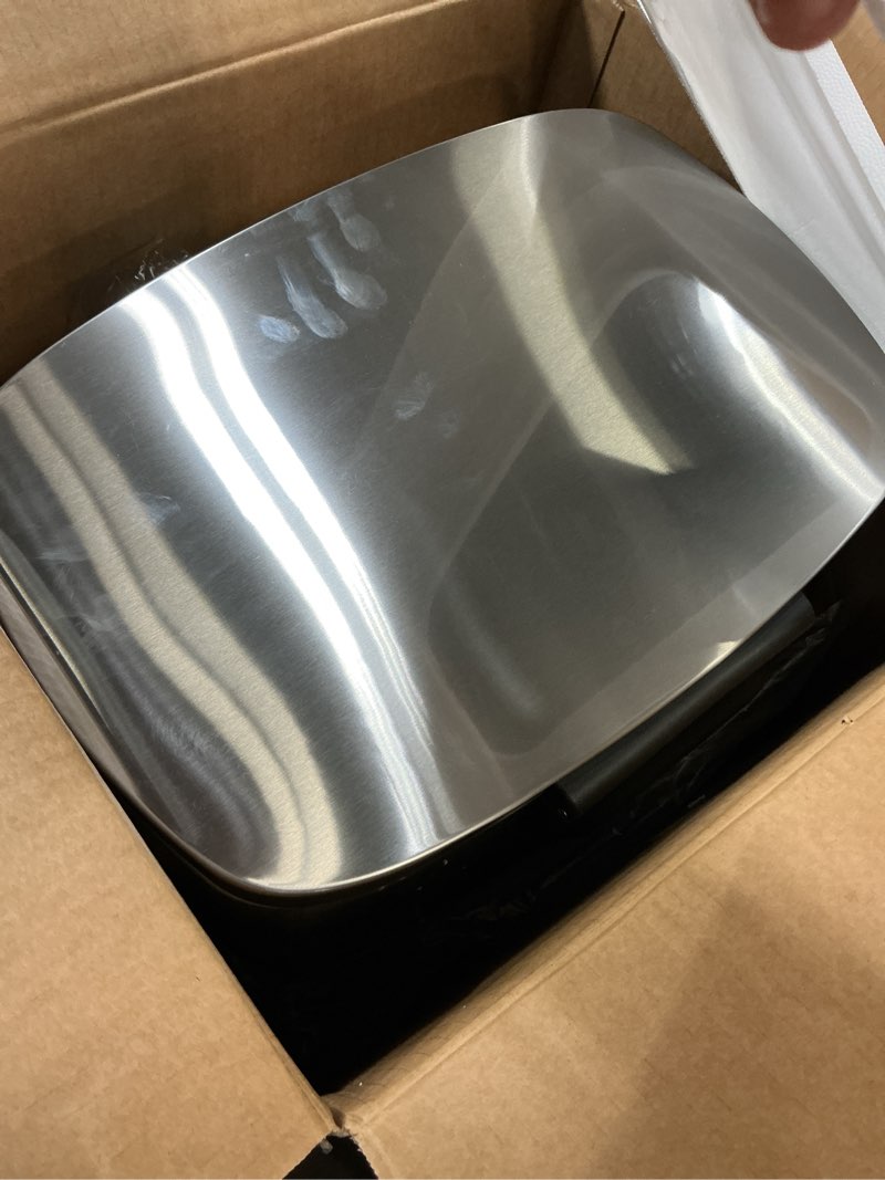 Condition photo showing Good Condition for Amazon Basics Smudge Resistant Rectangular Trash Can With Soft-Close Foot Pedal, Brushed Stainless S