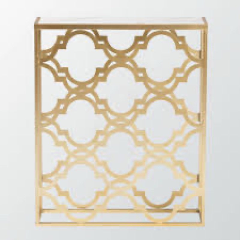 glimmer metal console table with marble top that is modern and contemporary