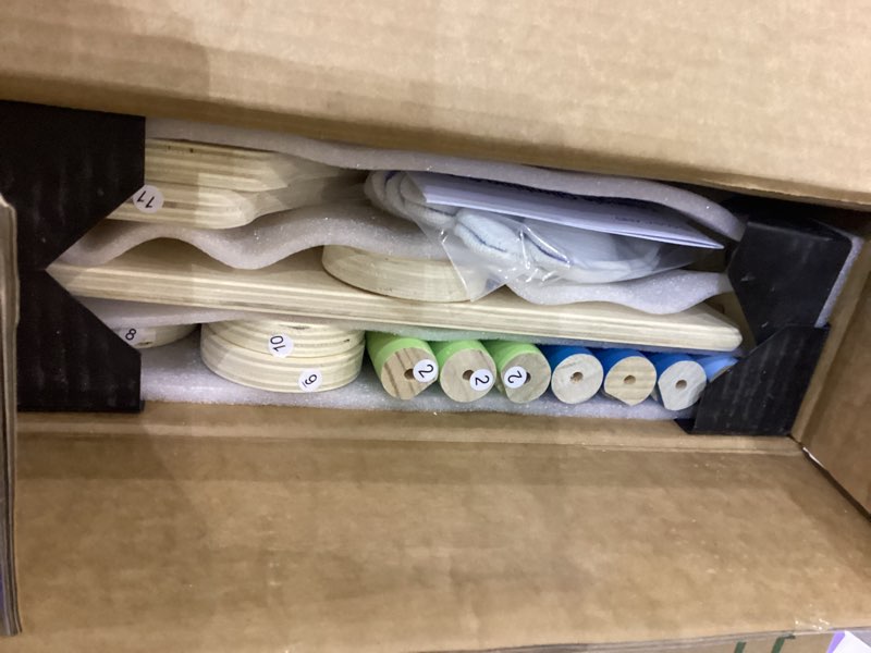 Condition photo showing New/Like New for COSYLAND Pikler Triangle Set - 8 in 1 Montessori Climbing Toys for Toddlers 18M-3Y, Foldable Wooden Indoor Jungle Gym & Playground with Train Toy & Gift Box, Anti-Tip Design, ASTM Certified, Rainbow Medium Rainbow