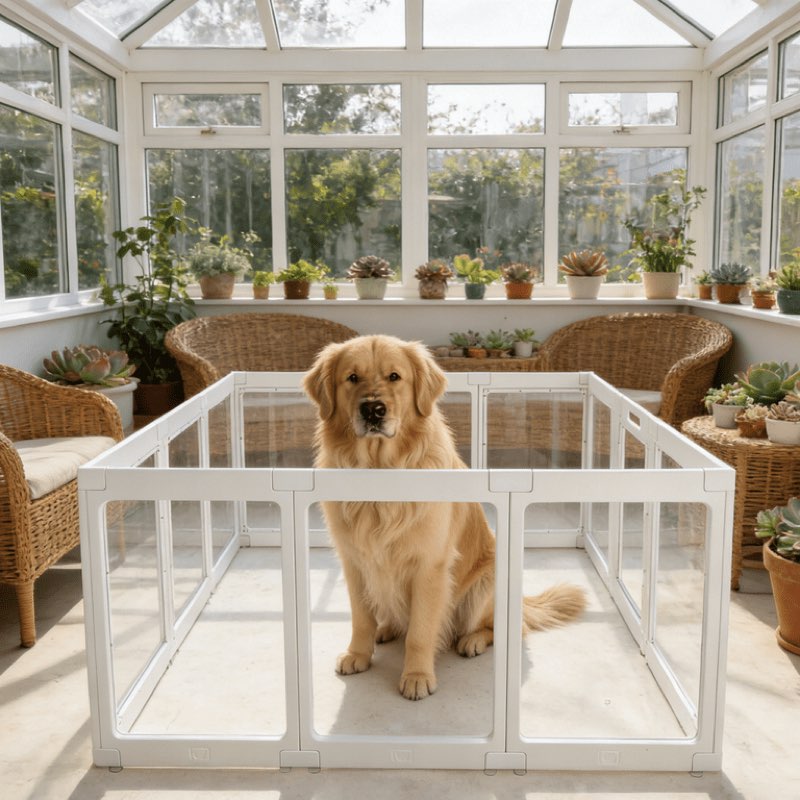 (similar)clear acrylic dog playpen, panels transparent pet fence for puppy, cat & rabbit, easy assembly