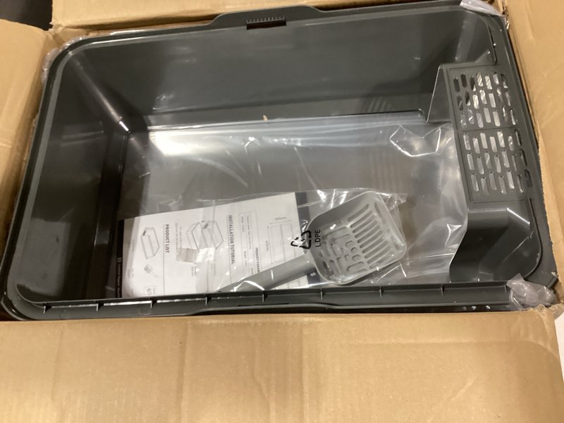 WoofiGo Enclosed Stainless Steel Cat Litter Box with Lid, XL Extra Large Litter Box for Big Cats, Me