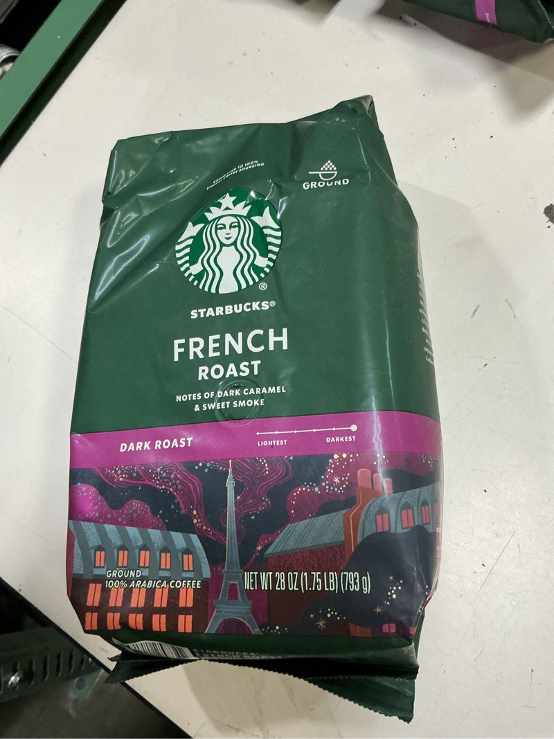Condition photo showing Good Condition for (Best before 21-dec-2025)Starbucks Ground Coffee, Dark Roast Coffee, French Roast, 100% Arabica, 1 bag (28 oz) French Roast 28 Ounce (Pack of 1)
