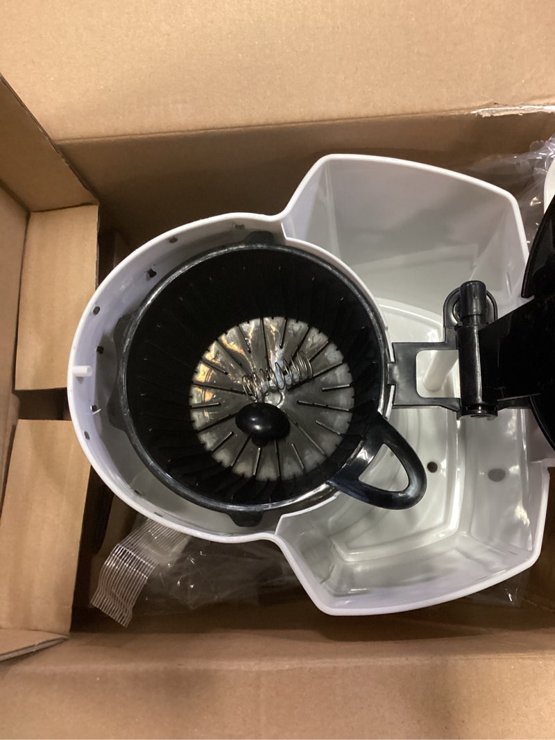 Condition photo showing As Is for black+decker cm1160w-1 cm1160w 12-cup programmable coffeemaker, white/stainless steel white hot brew