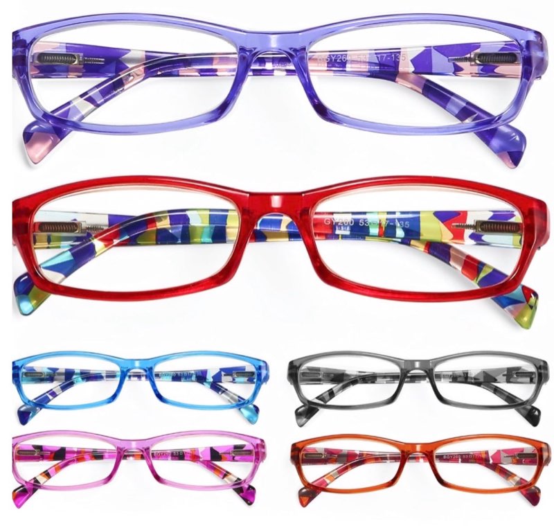 Gaoye Reading Glasses for Women, 6 pack Fashion Readers for Women Men Spring Hinge Eye Glasses, Blue