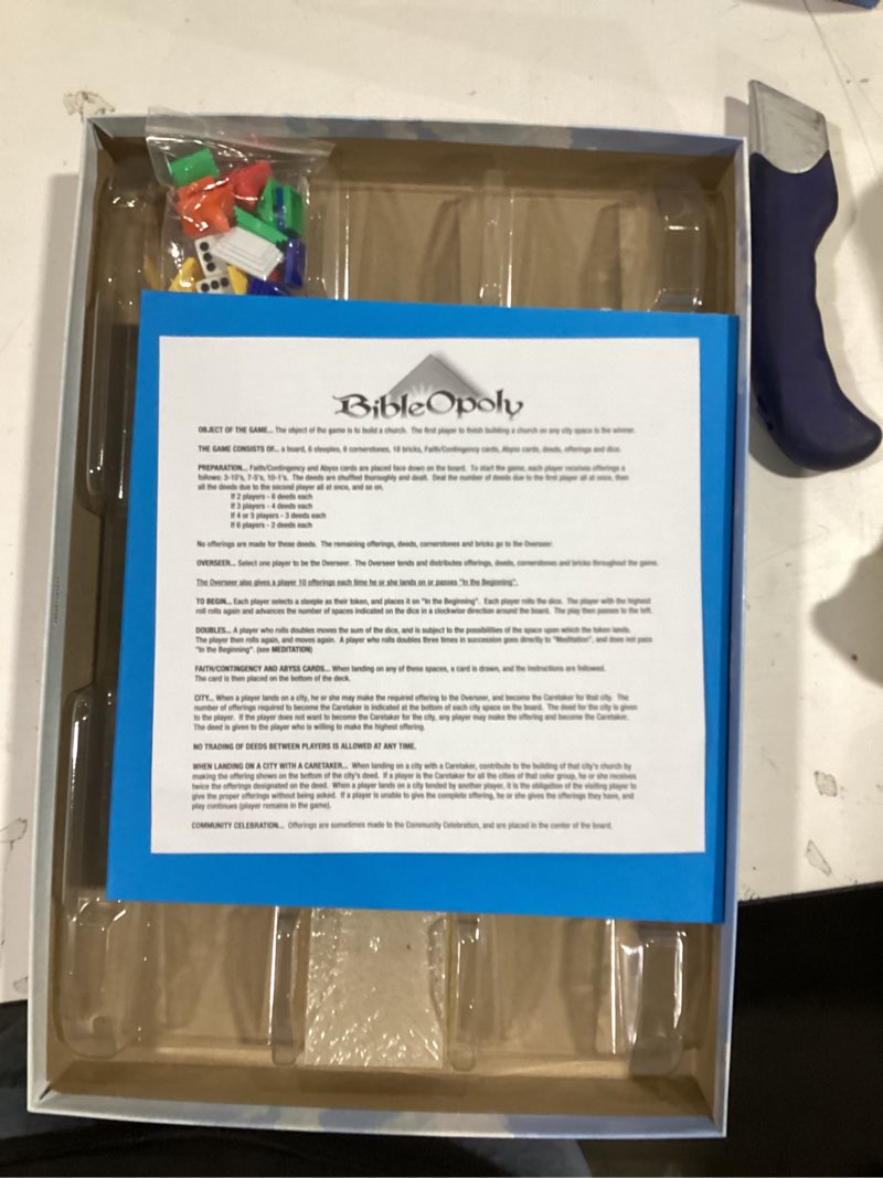 Condition photo showing As Is for Late for The Sky Bible Board Game for Families, Faith-Based Bibleopoly, 2–6 Players, Ages 8+