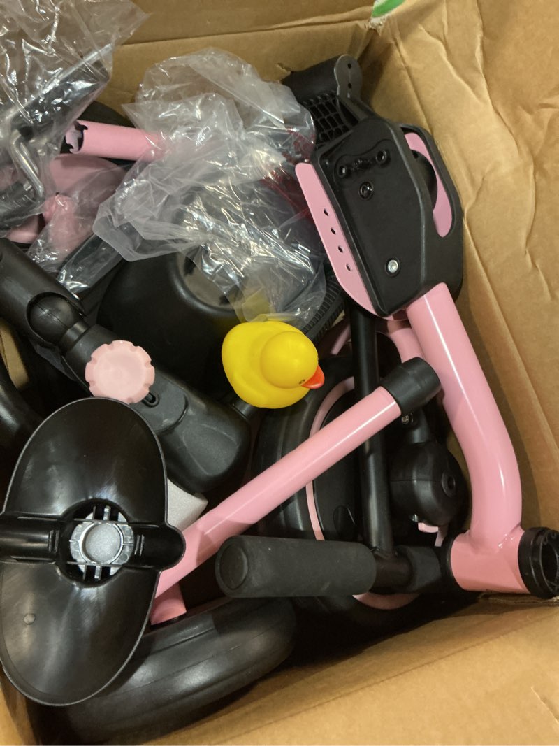 Condition photo showing Good Condition for ridyee tricycle for toddlers 18 months to 5 years with removable push handle, tricycles for 3-5 year olds ideal for on-the-go families, adjustable carry-friendly seat, pink pink with push handle