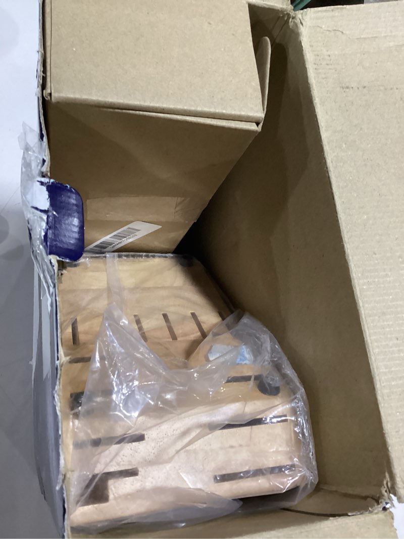 Condition photo showing As Is for HENCKELS Premium Quality 15-Piece Knife Set with Block, Razor-Sharp, German Engineered Knife Informed by over 100 Years of Masterful Knife Making, Lightweight and Strong, Dishwasher Safe 15-pc Natural