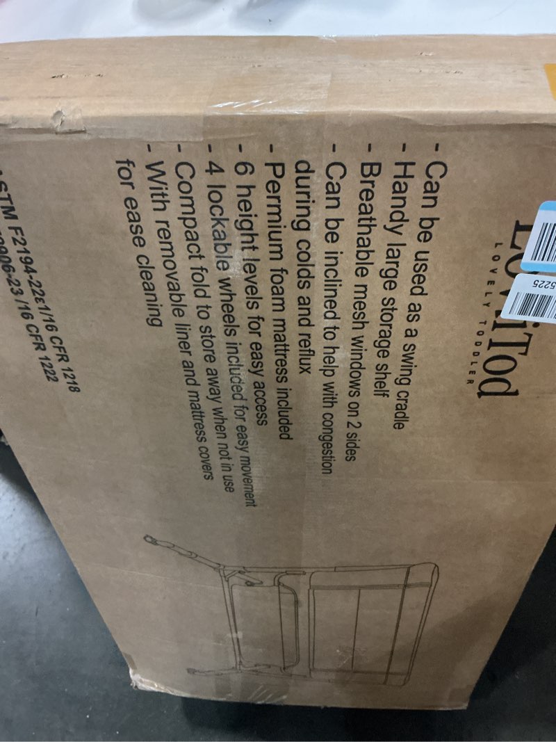Condition photo showing As Is for 3 in 1 baby bassinet, rocking bassinet, bedside bassinet, 6-height adjustable, bassinet bedside sleeper, bedside bassient for baby with comfy mattress, breathable mesh, large storage basket khaki