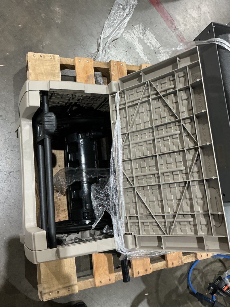 Condition photo showing As Is for suncast hose hideaway plastic 175-ft hideaway hose reel