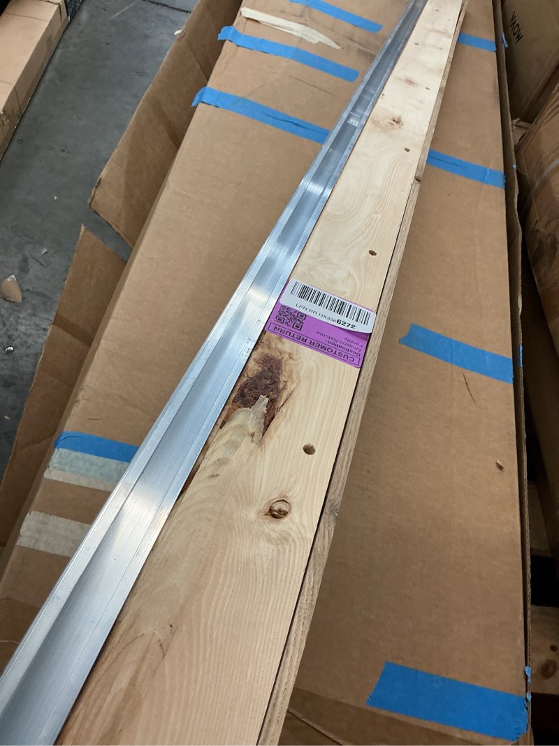 Condition photo showing As Is for m-d building products 76281 4-9/16 in. x 1-1/8 in. x 73 in. silver adjustable aluminum & hardwood threshold kit - versatile solution for french and exterior doors silver 4 9/16 in x 73 in
