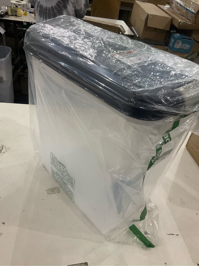 Condition photo showing New/Like New for IRIS USA Airtight Dog Food Storage Container, Up to 30 lbs, Attachable Wheels, for Dog Cat Bird and other Pet Food Storage Bin, Keep Fresh, Easy Mobility, BPA Free, Navy 30 lbs Navy