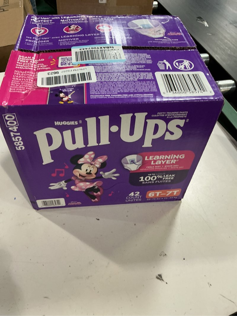 Condition photo showing New/Like New for ((size 6t-7t ))pull-ups girls' potty training pants, training underwear (55-75 lbs), 42 count