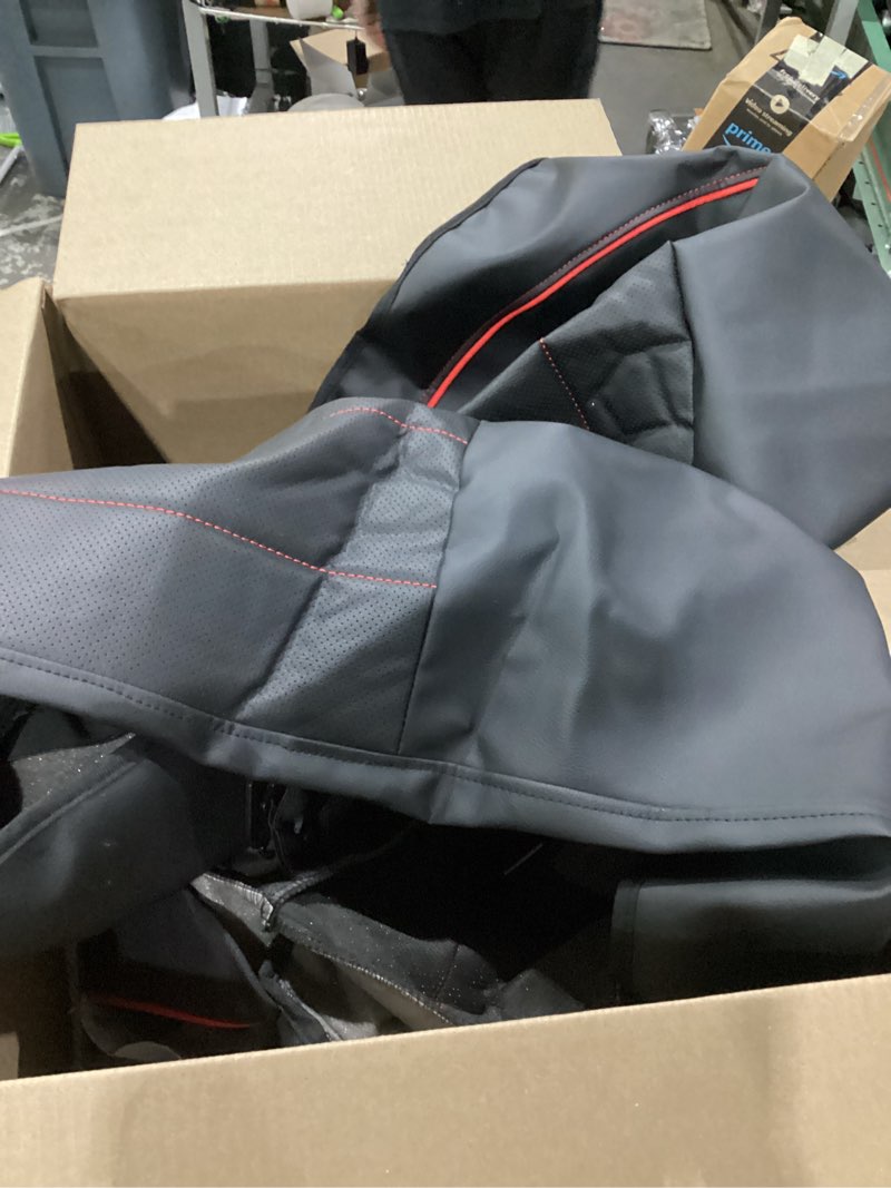 Condition photo showing As Is for car pass leather back seat cover,piping waterproof bench seat cover, rear seat cover universal fit for cars sedans suvs truck 95% automotive interior backseat car covers (rear,black and red)