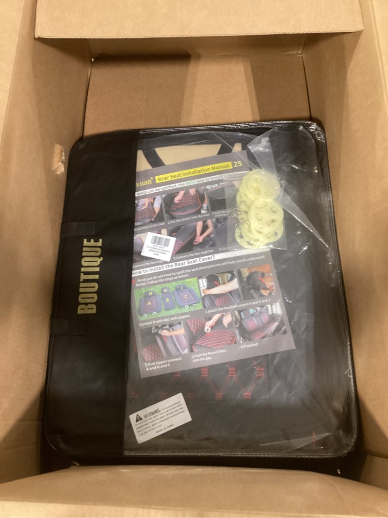 Condition photo showing As Is for Aierxuan Jeep Wrangler JK JL 4-Door Seat Covers Full Set Custom Fit 2007-2026 Unlimited X Rubicon 392 Sahara Willys Sport High Altitude 4X4 Truck Pickup Waterproof Leather (Full Set/Black-R) Full Set/BLACK-Red