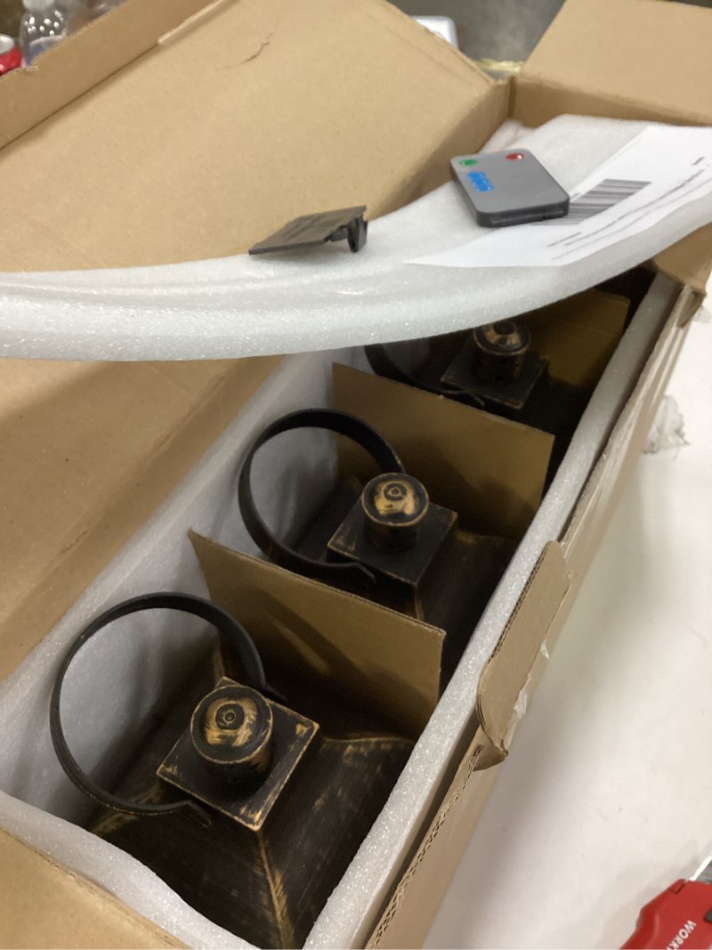 Condition photo showing Good Condition for ZKEE Vintage Style Decorative Lanterns, Flame Effect LED - Golden Brushed Black, Timer (Set of 4)