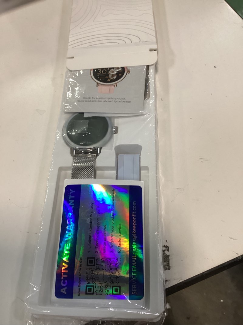 Condition photo showing Good Condition for keeponfit smart watches with bluetooth calls(answer&make) for android/iphone, 1.27’’ touch screen with ip68 waterproof activity for women/men, pedometer with 100+ sports model/heart rate/spo2 monitor silver blue