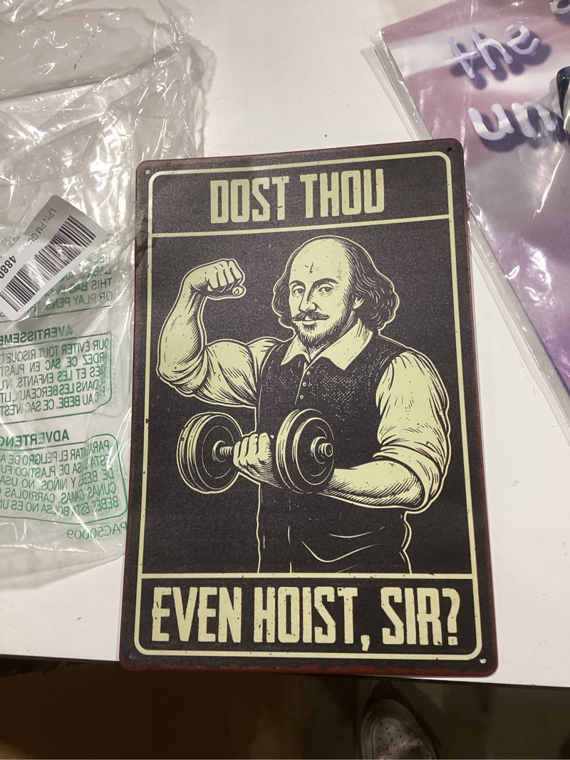 Condition photo showing Good Condition for funny gym motivation metal sign decor for home workout room fitness room, funny workout room decor, fitness coach gifts for trainer exercise weightlifting lover, dost thou even hoist, sir?