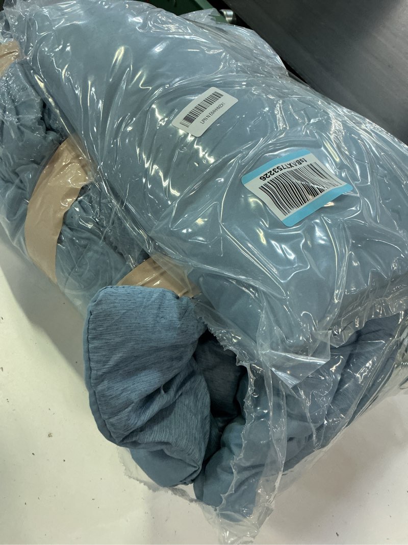 Condition photo showing Good Condition for monbix king size comforter set,7 pieces dusty blue cationic dyeing bed in a bag king with comforter, sheets, pillowcases & shams, all season reversible bedding comforters dusty blue king