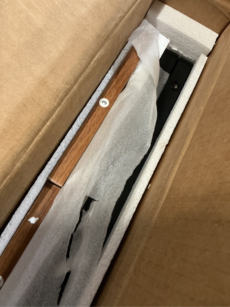 Condition photo showing Good Condition for dripex computer desk for small spaces, z shaped small computer desk, 27.5 inch compact desk with monitor shelf and bottom storage shelves, space saving desk, walnut