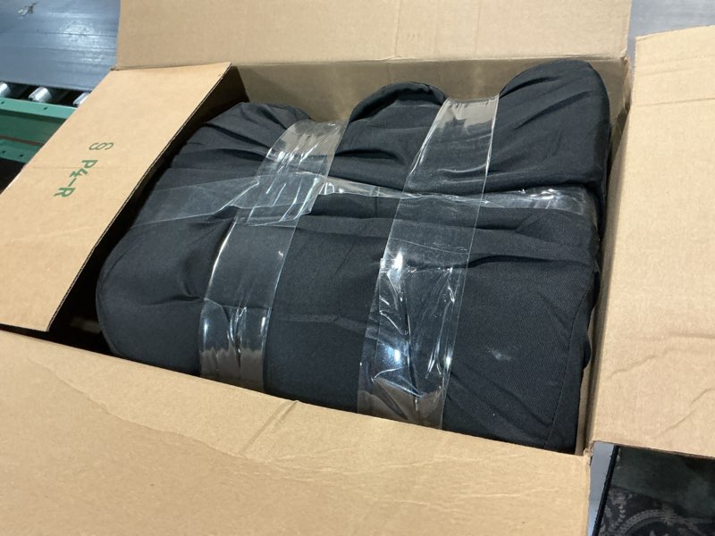 Condition photo showing As Is for idee-home outdoor chair cushions set of 2, thick 19" x 19" x 3" outdoor seat cushions patio furniture waterproof with ties, dining pads black 19x19x3 inch-u shaped 2