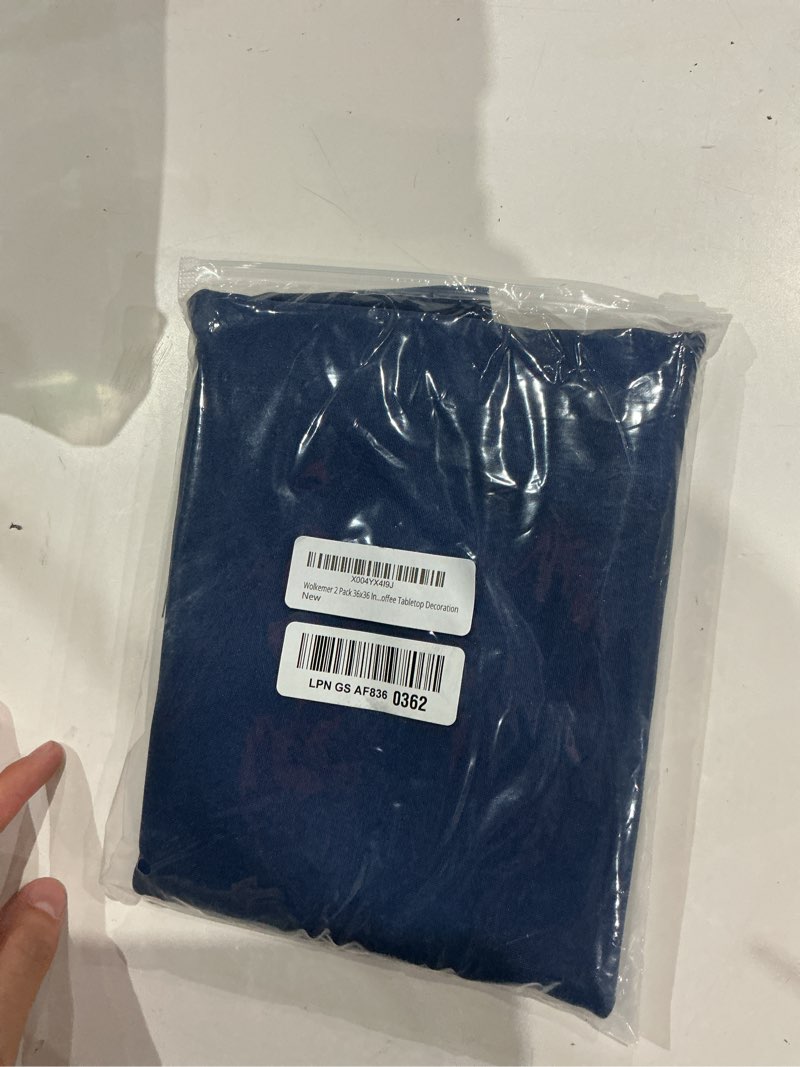 Condition photo showing New/Like New for wolkemer 2 pack 36x36 inch small square tablecloth, washable and reusable polyester fabric table cloth, solid navy blue table cover for nightstand, end tables, side tables, coffee tabletop decoration navy blue 36" x 36" (square)