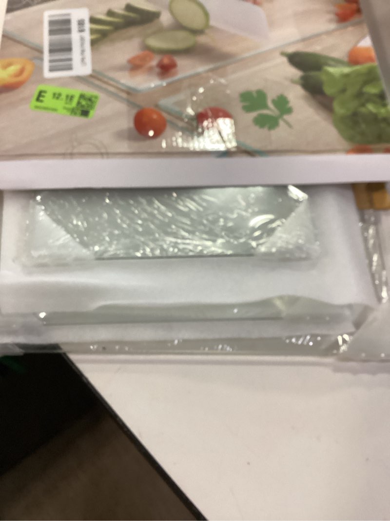 Condition photo showing New/Like New for 3Pcs Tempered Glass Cutting Board for Kitchen Counter, FAAYUCK Glass Cutting Board with Non-Slip Feet, Heat Resistant, Non-Slip, Scratch Resistant, Shatter Resistant (8"x12"&10"x14"&12"x16") 8"x12"&10"x14"&12"x16" 3