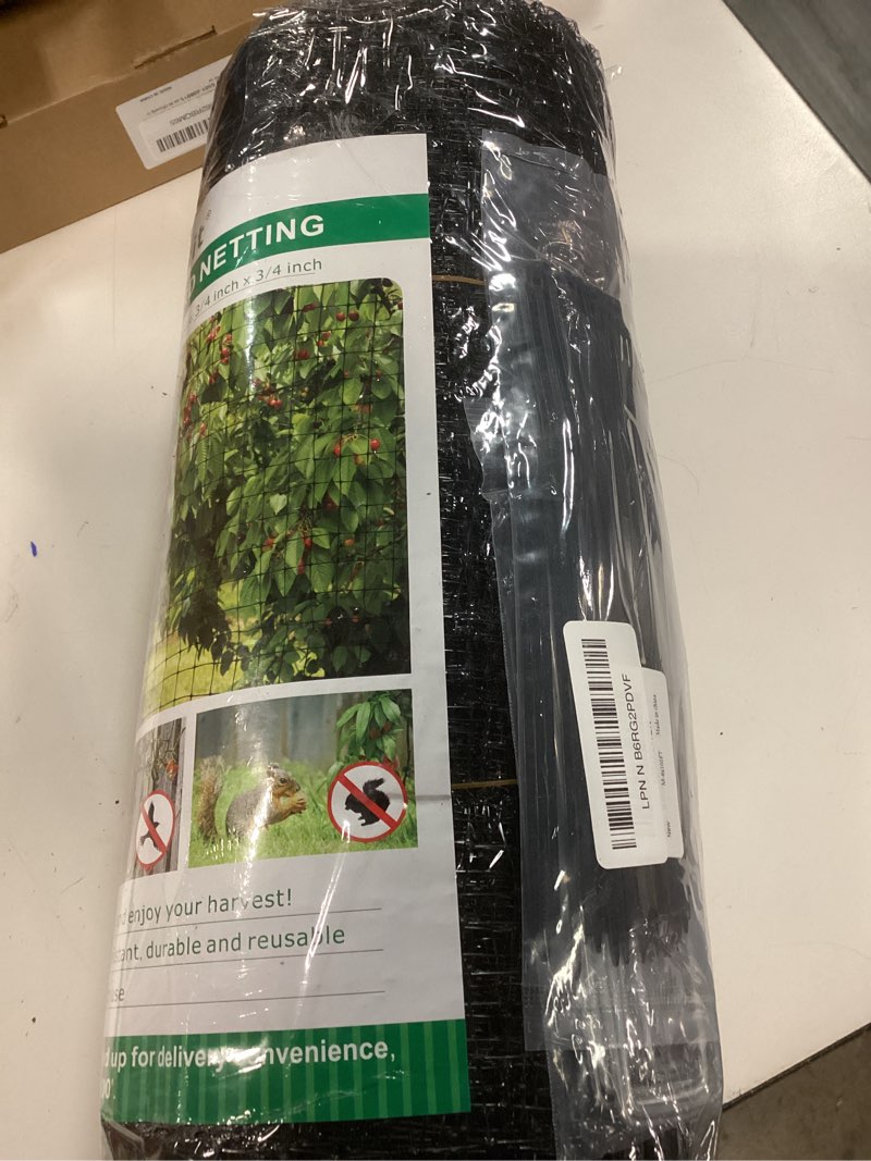 Condition photo showing New/Like New for deer netting fence, 8ft x 100ft bird netting heavy duty garden netting for garden protection fruit trees vegetable plants against birds, deer and other animals 8 x 100 ft black
