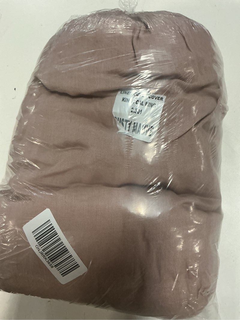 Condition photo showing Good Condition for european linen duvet cover, king/cal king, dusty mauve