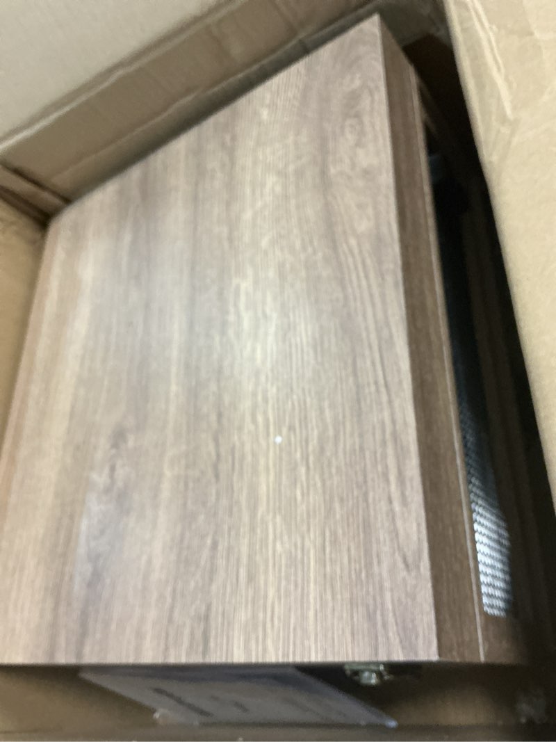 Condition photo showing As Is for 3-speed record player, bluetooth turntable with built-in speakers and detachable legs,usb playback& vinyl-usb recorder, oatmeal