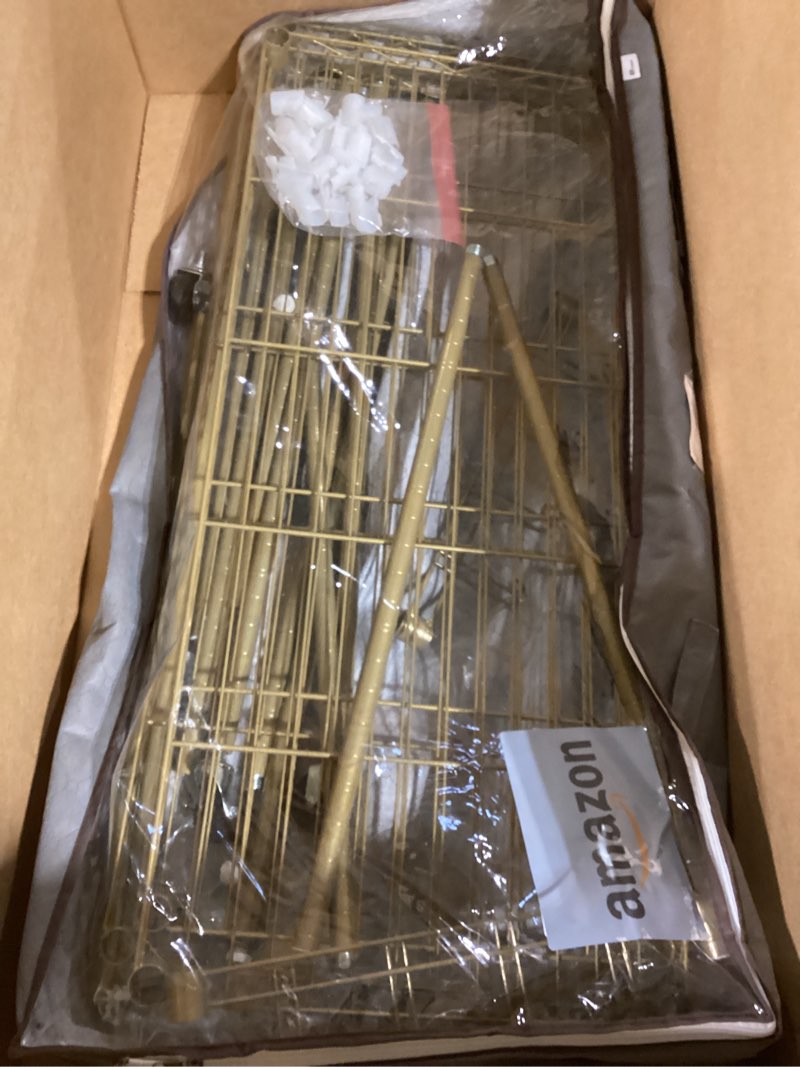 Condition photo showing As Is for P1 Rolling Clothes Rack, Portable Wardrobe Closet with Wheels, Heavy-Duty Closet Clothing Rack for Hanging Clothes, 35.5" W x 15.7" D x 80.5" H, Hold 500lbs, Gold