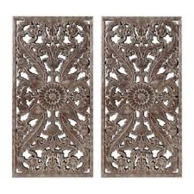Botanical Panel Carved Wall 2 Piece Set - MP95B-0263