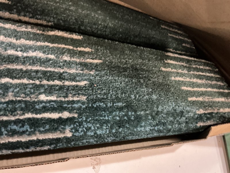 Condition photo showing New/Like New for Rugshop Bohemian Stripe Stain Resistant High Traffic Living Room Kitchen Bedroom Dining Home Office Area Rug 2' x 7' Teal Teal 2' x 7' (Rectangular)