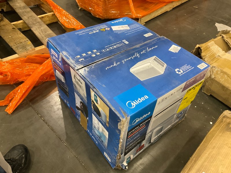 Condition photo showing As Is for Midea 12,000 BTU Smart Inverter Air Conditioner Window Unit with Heat and Dehumidifier – Cools up to 550 Sq. Ft., Energy Star Rated, Quiet Operation, Electronic Controls, Remote Control, White 12,000 BTU with Heat
