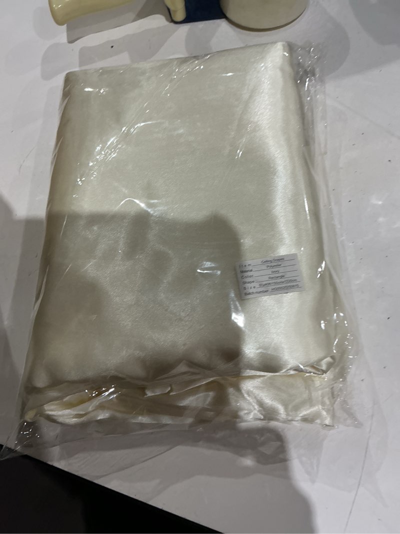 Condition photo showing Good Condition for ivory wedding ceiling drapes 6 panels 5ft sheer curtains fabric with hanging pocket, ivory ceiling draping drapery suitable for wedding arch birthday baby shower reception stage decorations l (pack of 6) ivory