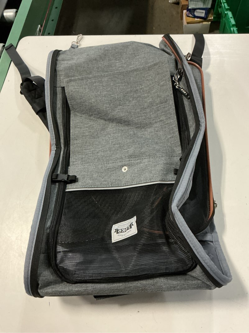 Condition photo showing Good Condition for cat carrier backpack, expandable pet carrier with sun shade & full front opening, breathable mesh backpack for small dogs & medium cats up to 18 lbs, foldable for hiking, camping (grey) grey l-mesh window