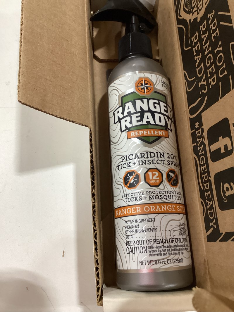 Condition photo showing Good Condition for ranger ready repellents picaridin insect repellent, orange scent - deet-free tick and mosquito repellent bug spray (8 oz., pack of 1) ranger orange 8 fl oz (pack of 1)