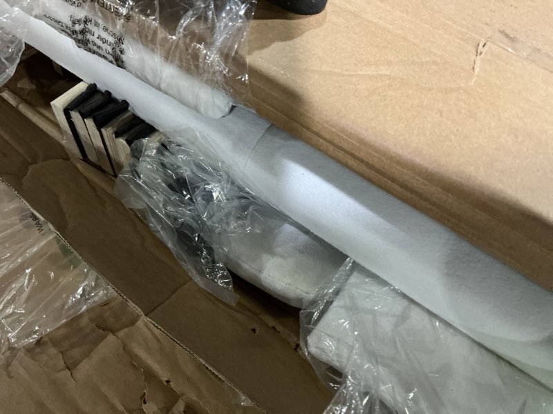 Condition photo showing Good Condition for allewie vintage queen size velvet platform bed frame with curved vertical tufted wingback headboard and footboard, charging station, easy assembly, under bed storage, no box spring required, white queen white