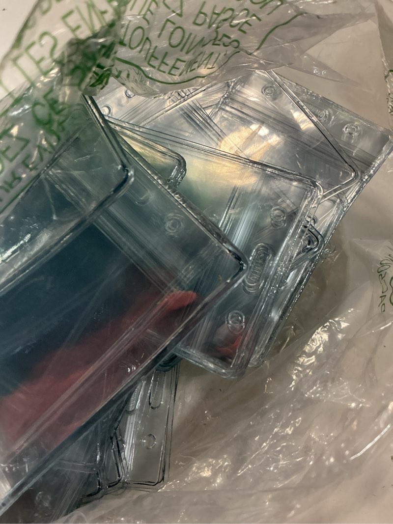 Condition photo showing Good Condition for 100 pack id card name badge holder, heavy duty clear transparent plastic pvc vertical sleeve pouch with waterproof type resealable zip