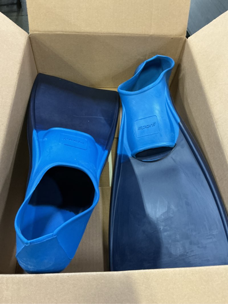 Condition photo showing Good Condition for sporti adult-kids swim fins for pool lap swimming - long floating fins for swimming & snorkeling - swim flippers for training m 11-12 / w 12-13 navy-blue