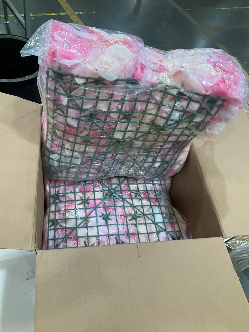 Condition photo showing Good Condition for flower wall backdrop 12-pack 16.5x16.5 inch artificial rose silk flowers panels-floral wall panel wedding photo backdrop photography backdrop event party decoration-pink pink 16.5inch