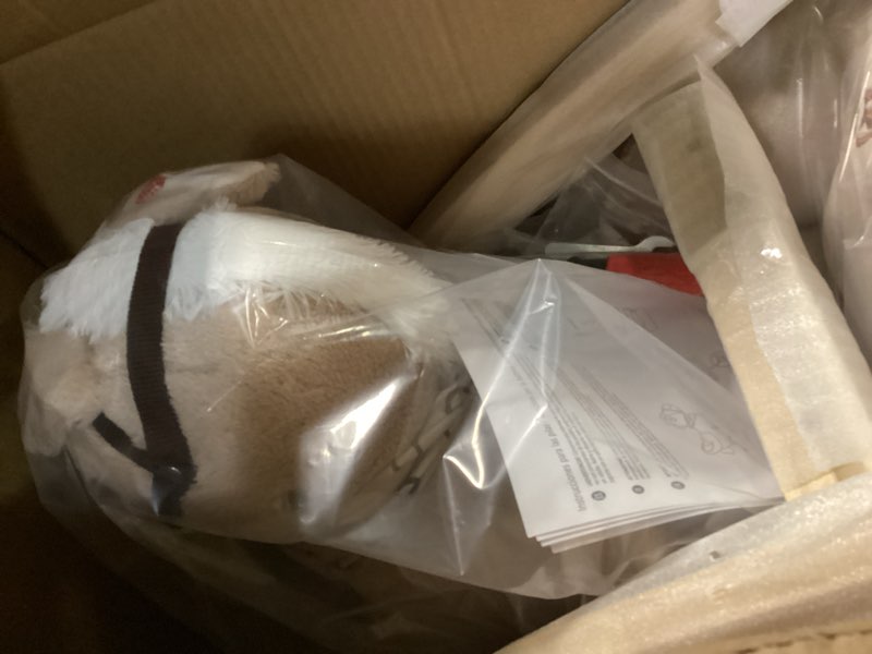 Condition photo showing Good Condition for Rocking Horse, Baby Animal Rocking Horse with Seat, Ride on Horse, Plush Rocking Horse with Realistic Sound, Wooden Rocking Horses Ages 1-3 (Caramel Color Horse), CPC Certified