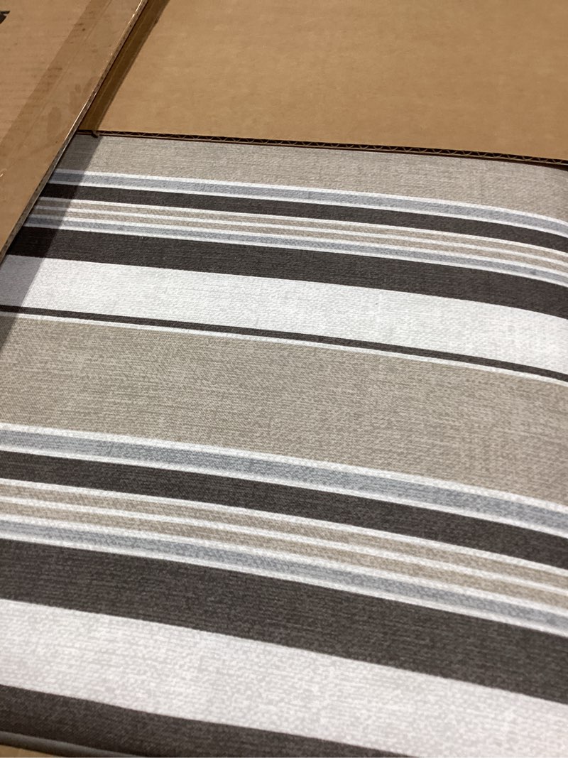 Condition photo showing Good Condition for arden earthfiber outdoor deep seat cushion 24 in x 24 in, weather-proof, rain-proof, fade resistant patio cushion for chair, sofa, and couch taupe grey boardwalk stripe polyfill taupe grey boardwalk stripe 